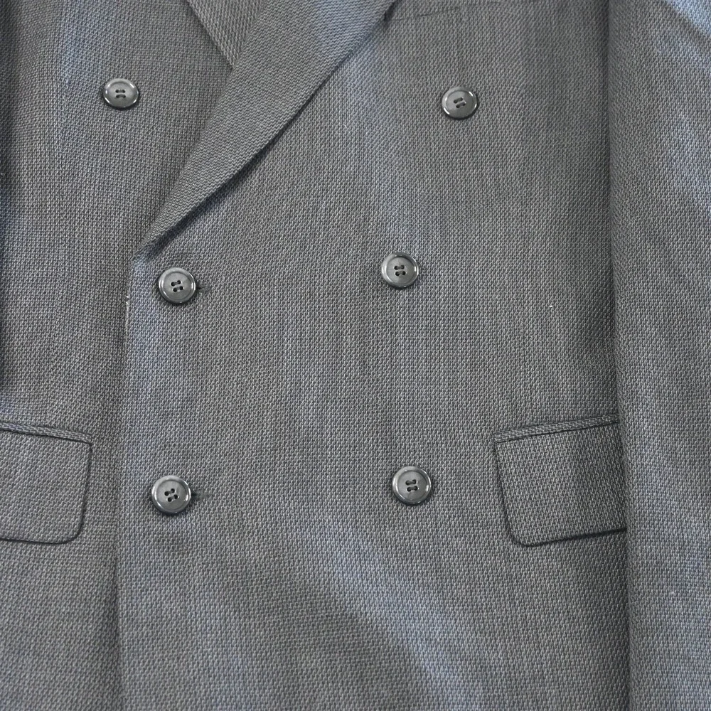 Vtg Cellini 42R Gray Tweed Double‎ Breasted Mens Blazer Suit Jacket Sport Coat